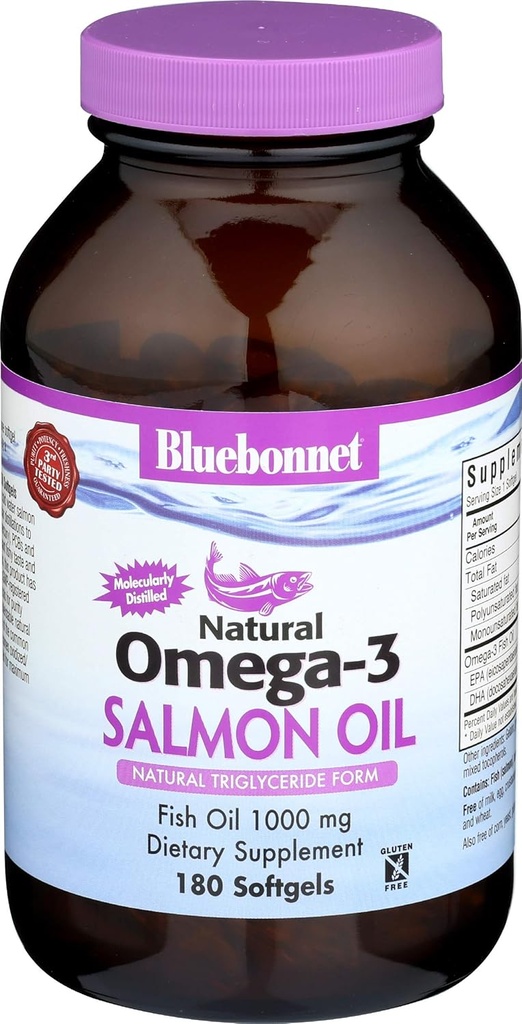 Omega-3 (Salmonový olej) 180 SoftGels, 1000 mg - Bluebonnet