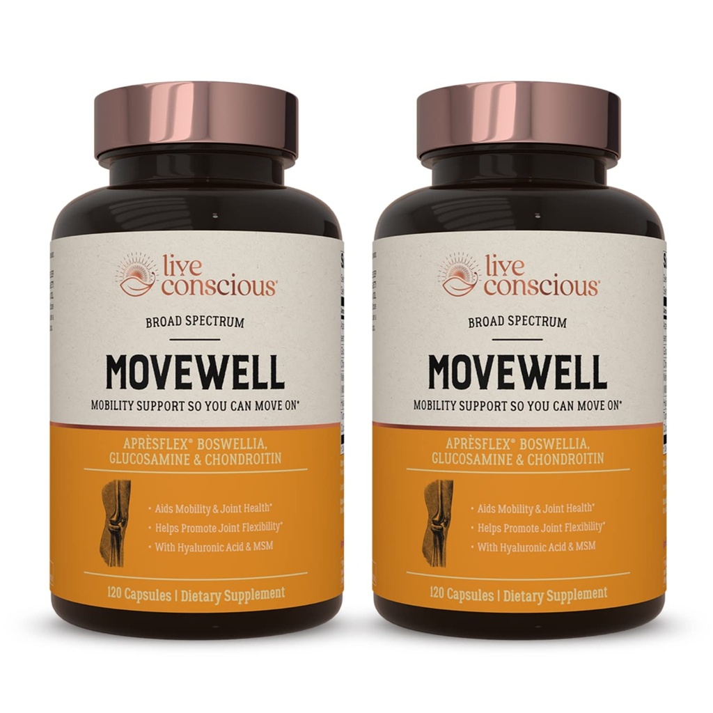 MoveWell by LiveConscious Glucosamine Chondroitin with MSM, Hyaluronic Acid, and more 