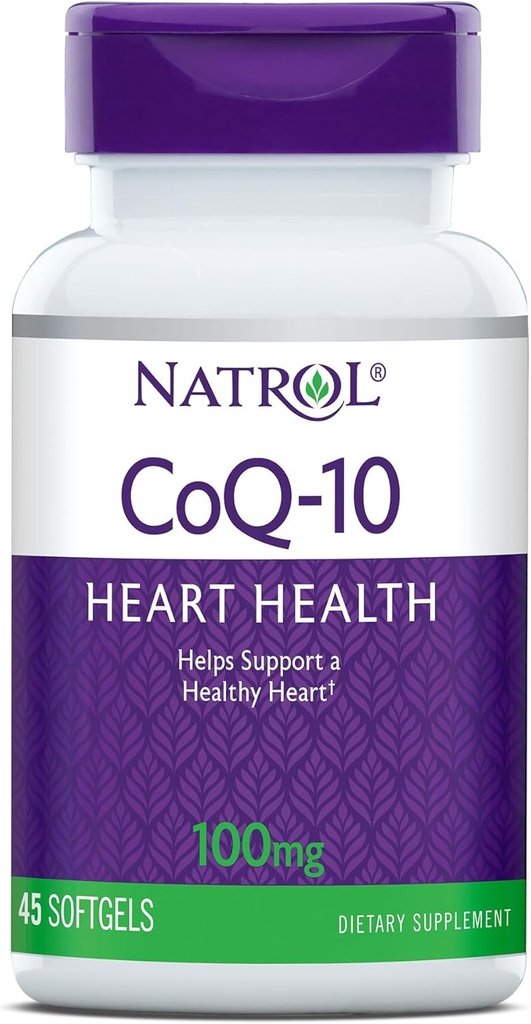 Natrol, CoQ-10 Softgels, Heart Health Dietary Supplement, 100 mg, 45 gróf