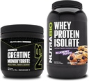 NutraBio Creatin Monohydrát, Neochutené, 150g a srsť proteín izolát, čučoriedkové muffin, doplnok Bundle - svalová energia, Lean svalového rastu, zotavenie, a sila
