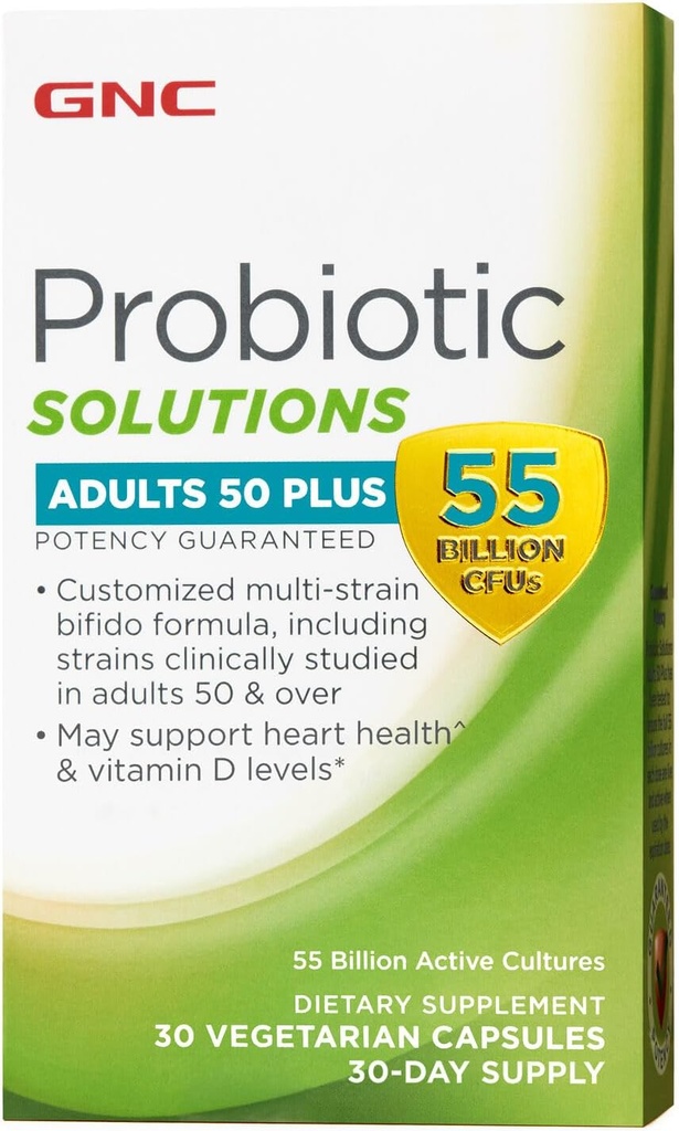 GNC Probiotické riešenia dospelých, prispôsobené Vegetariánska formula pre dospelých 50+, podporuje tráviace a imunitné zdravie, 30 kapsúl