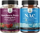 Berry kapsule s extraktom z listov a kvetov 4:1 pre Zdravé srdce a zadusenie a NAC Supplement N-Acetyl Cysteine 600mg - Glutatión Precursor pre pečeň