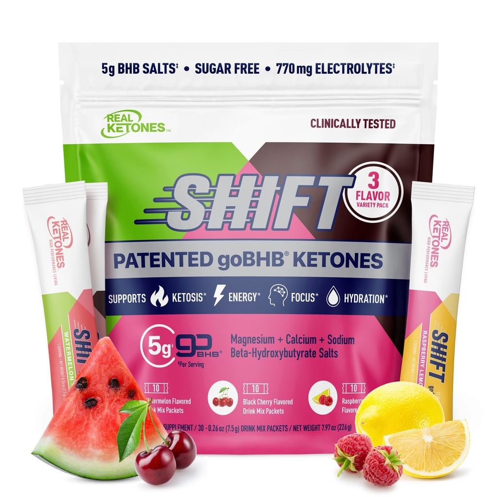Real Ketones BHB Exogenic Ketones Drink Mix Packets Keto Electrolytes Powder Packets No Sugar with 4 Main Fasting Electrolytes Plus Hydrating Patented Keto BHB - 30 Count Odrody Pack