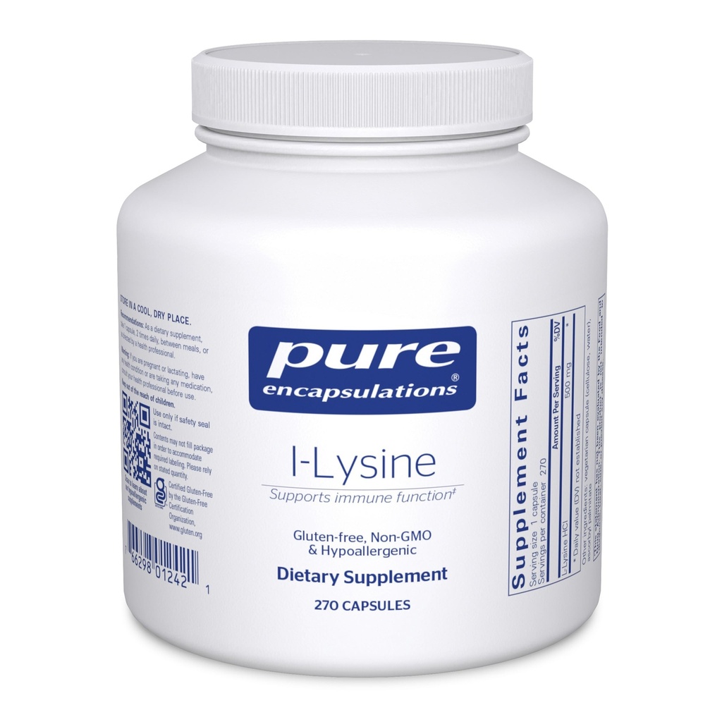 Pure Encapsulations L- Lysine - Essential Amino Acid Supplement for Immune Support & Gum, Lip Health* - with L- Lysine HCl - 270 Kapsule