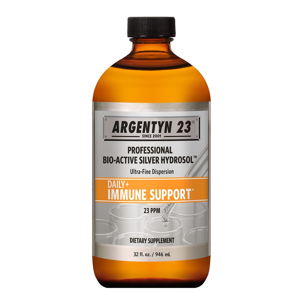 Argentyn 23 Profesionálna imunitná podpora - Koloidné striebro, bio-aktívny hydrosol striebra, 23 ppm, Liquid Twist Top, 32 Fl Oz (946 ml)