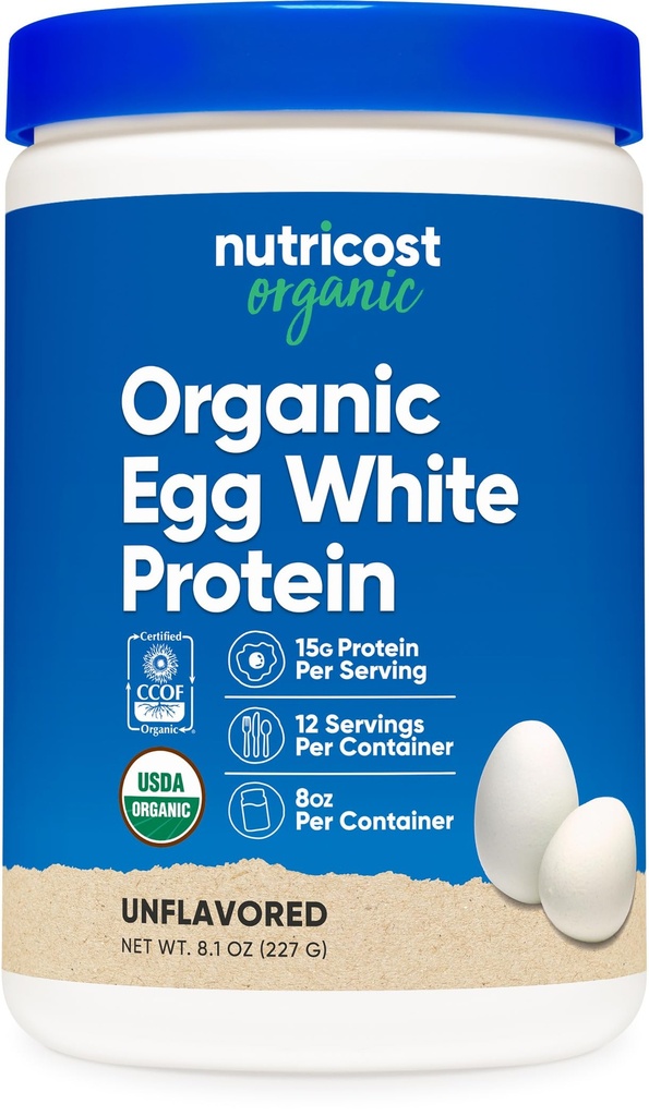 Nutricost Organic Egg White Protein Powder 8oz (Unflavred) - 15 Grams Protein per Serving, bez GMO, Gluten Free