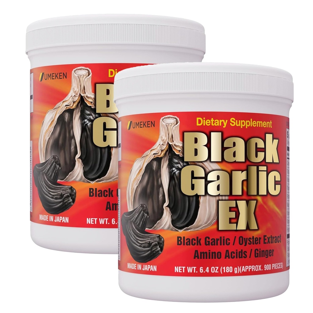 Umeken Black Cesnak EX, Fermentovaný koncentrát s vitamínom B, Allicín, Amino Acid, Fermented Black Cesnak Supplement, Oyster Extract, Ginger, 4-6 mesiac Supply, 6.4 Ounce 180g fľaša, balenie 2