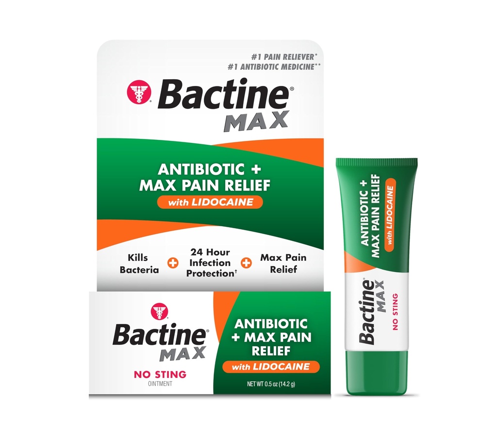 Bactine MAX Antibiotikum + uľavenie od bolesti Masť - Antibiotická masť s lidokaínom - bolesť + Svrbenie Relief pre menšie rezy a škrabance - Lidokaínový krém - 0.5oz
