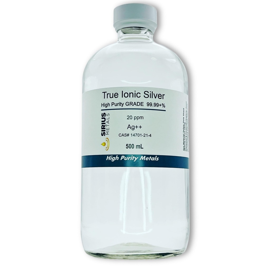 Pravé beziónové striebro - 20 ppm: 500ml v priehľadnej sklenenej fľaši