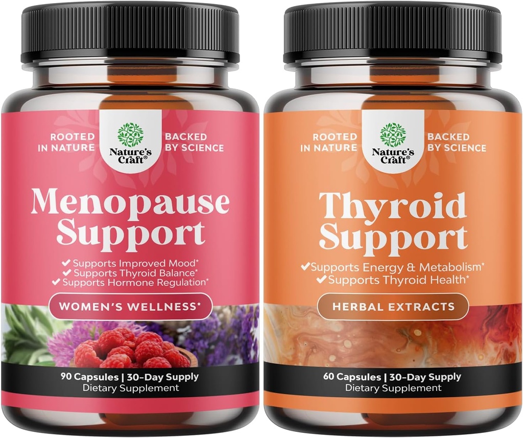 Bundle of Complete Herbal Menopauza Dodatok pre ženy pre nočné potenie Mood a ďalšie s Dong Quai Vitex Chaste Berry a bylinné štítnej žľazy podporný komplex Mood Enhancer Energy Supplement pre štítnu žľazu
