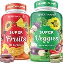 Superpotraviny Ovocie a zelenina Supplement - 360 celý Super ovocie a zelenina Supplements & Vitamín s Beta-karoténom, Sója bez obsahu - 180 (Stock of 2)