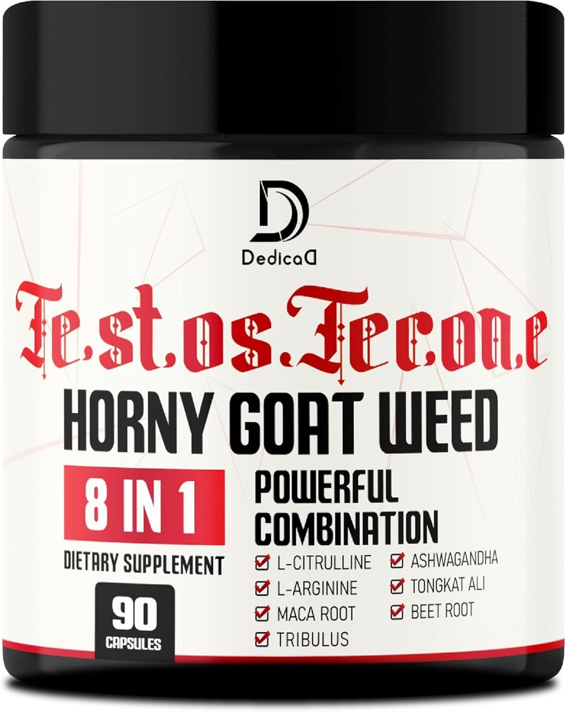 90 Kapsule - 8in1 Horny Kozia burina od Muži, Tribulus Terrestris, L-Arginín, Maca Root, Tongkat Ali, Beet Root - Energetické cvičenie svalovej sily Podpora