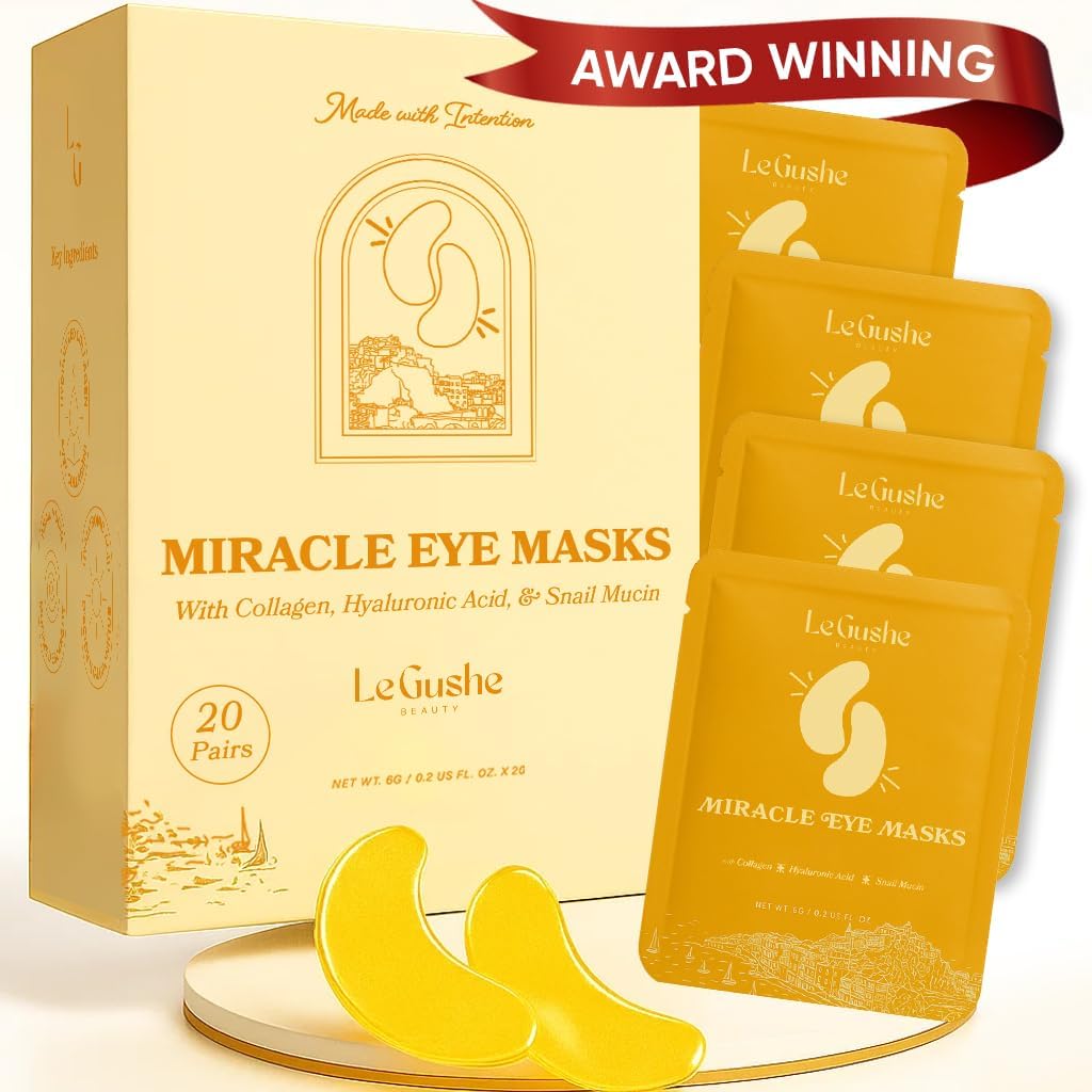 LE GUSHE zlato pod očami záplaty pre opuchnuté oči a tmavé kruhy (20 párov) - Hydratačné kolagén pod očnými maskami s slimákom Mucín - upokojujúce Puffy Eyes liečba pre ženy a mužov - bidesmaid darčeky
