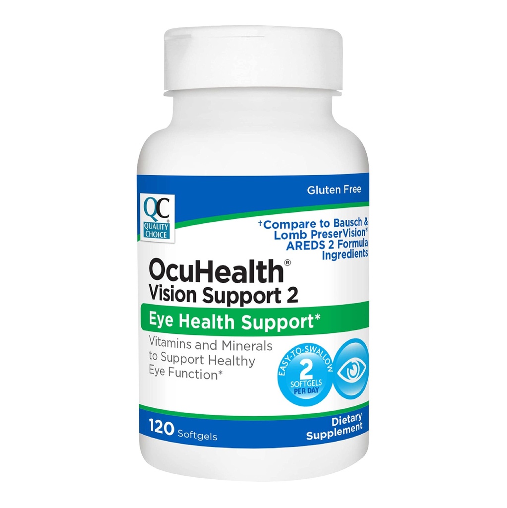 Quality Choice Ocuhealth, Eye Health Vission Support 2 Vitamínové a minerálne doplnky Softgels, 120 Počet fliaš