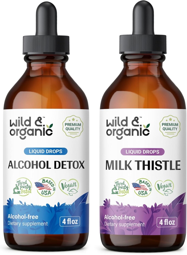Divoký a organický alkohol Detox Tinktúra 4 fl oz & Milk Thitle Tinture 4 fl oz
