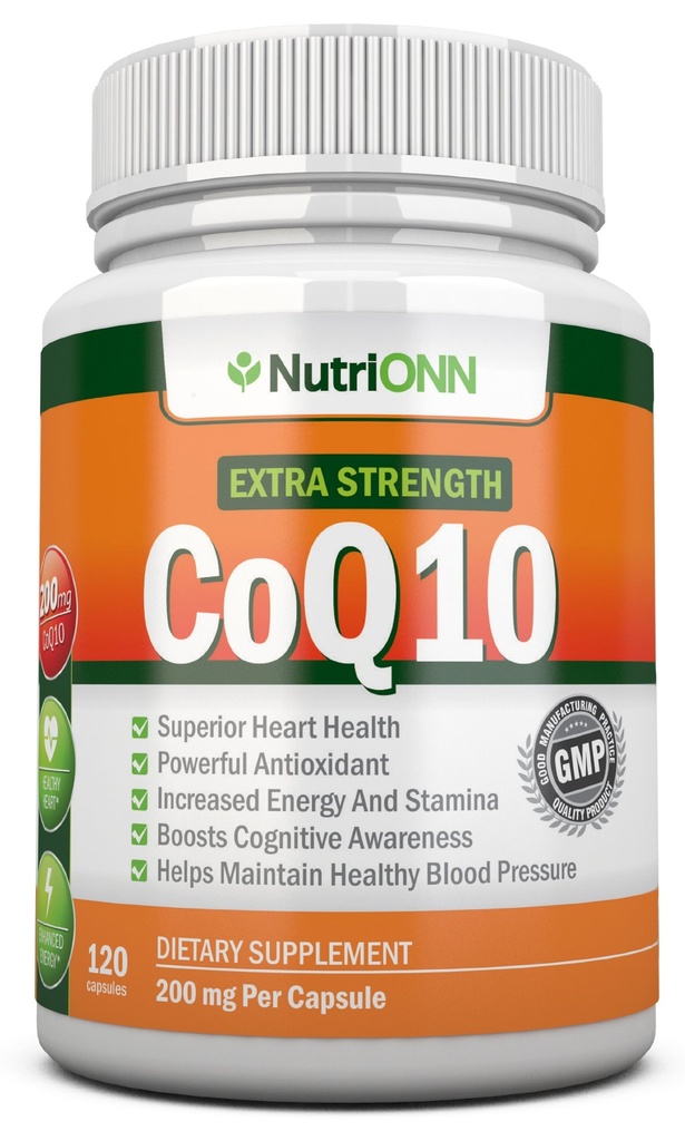 CoQ10 200mg (Double Strength), 120 Kapsule - Vysoká absorpcia Koenzým Q10 - Scientifically preukázané Extra Strength CoQ10 Ubichinón - 4 mesiace Zásobovanie