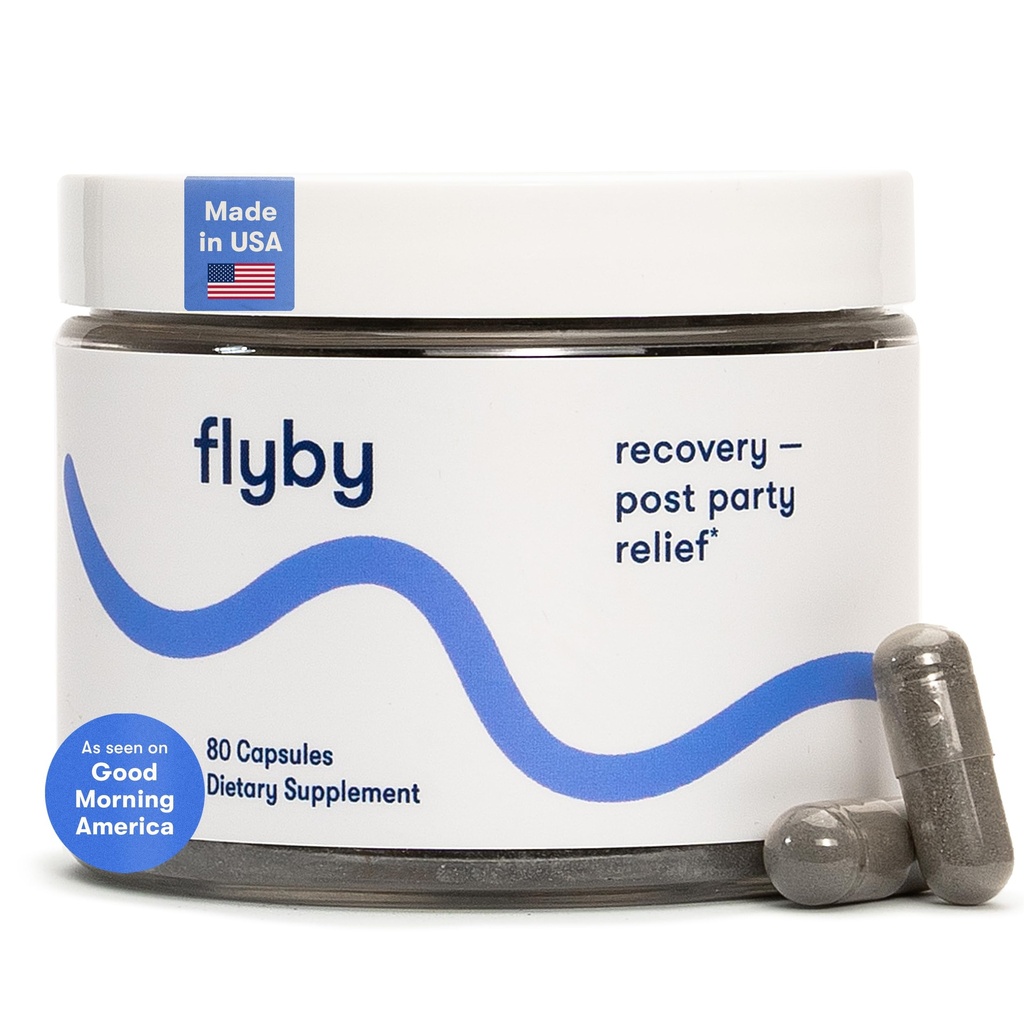 Flyby Recovery Supplement - All The Hang, Without The Over!TM - s mliečnym bodliak, vitamín C, Aktivovaný Charcoal, a jablkový Cider Ocot - Pre & Post Pitting Formula (80 počet)