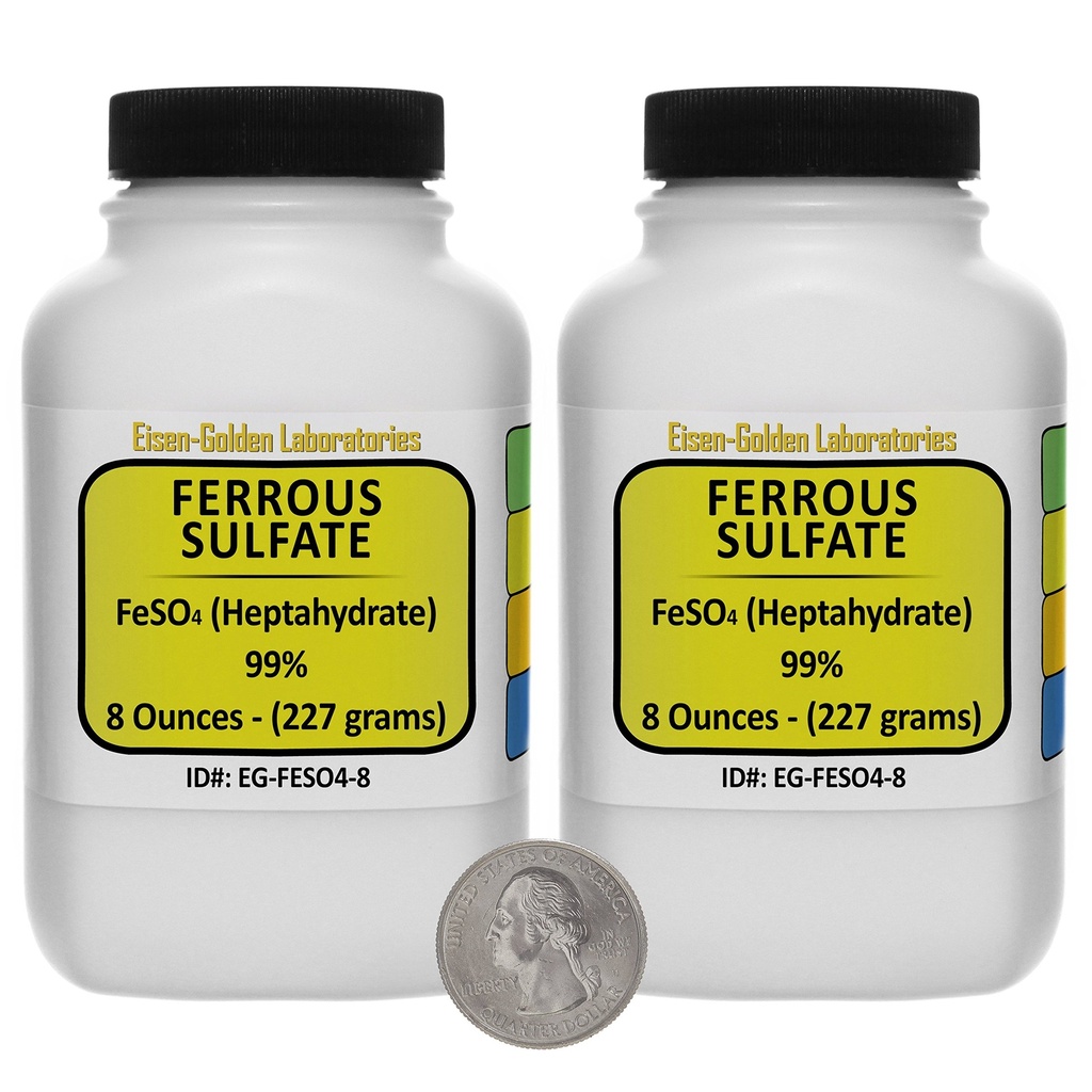 Sulfát železa [FeSO4] 99% ACS stupeň Powder 1 Lb v dvoch fľaštičkách Space-Saver