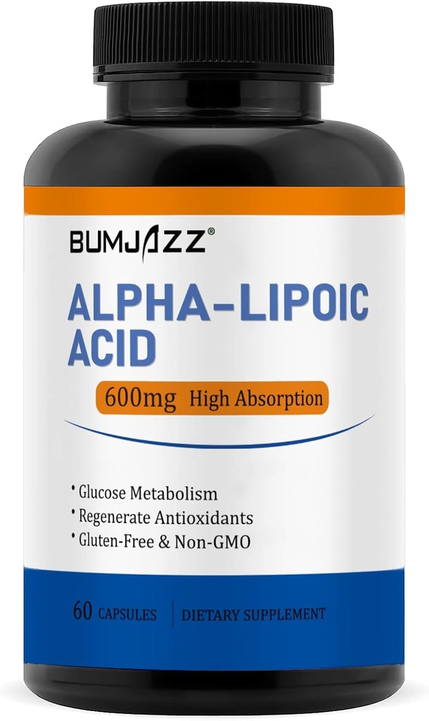 Alpha Lipoic Acid 600mg, Pomáha podporovať Glukóza Metabolizmus a regenerovať Antioxidanty non-GMO - Gluten Free - Soy Free - 60 Počet