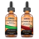 SBR Nutrition D3+K2 a B12 Bundle Vitamín D3K2 (MK7) Liquid Drops, Peppermint 1oz 