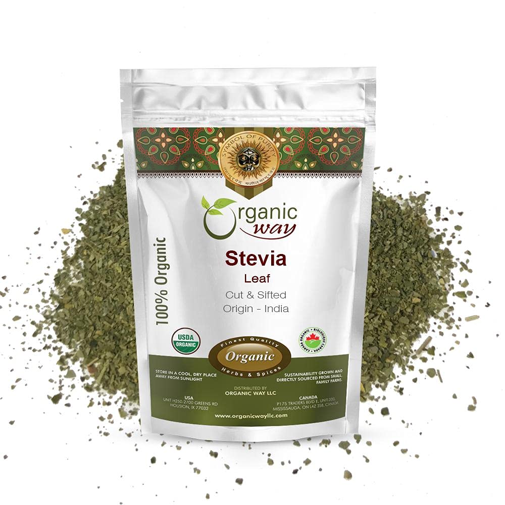 Organic Way Stevia Leaf Cut & Sifted (Stevia Rebudiana) - Kosher & USDA Certified 