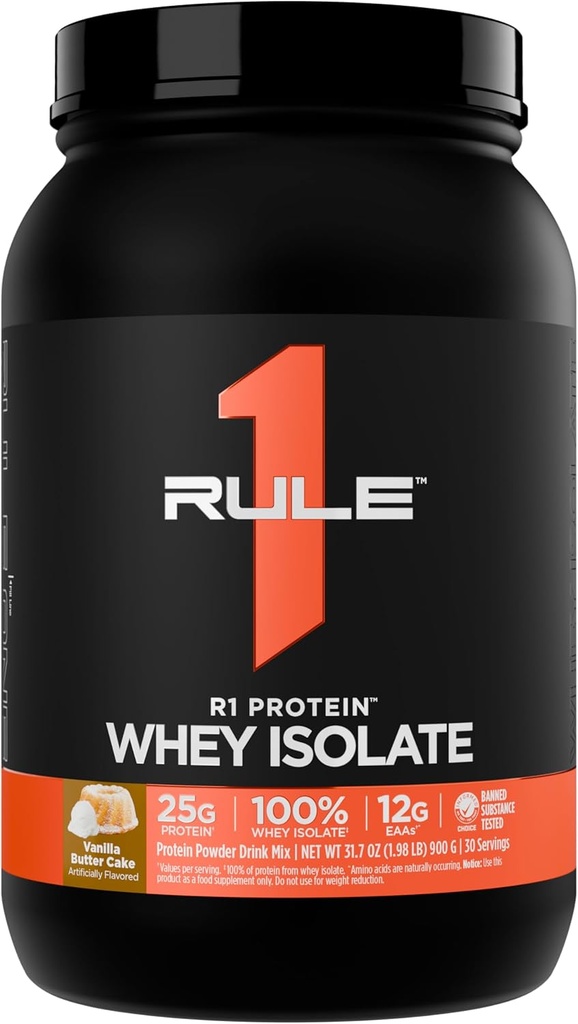 Článok 1 R1 Proteín Srvátkový izolát - s 25g proteínom & 6g BCAA Exkluzívne z izolovaných a hydrolyzovaných zdrojov pre zotavenie pri tréningu (2 libry*, Vanilkové maslo)