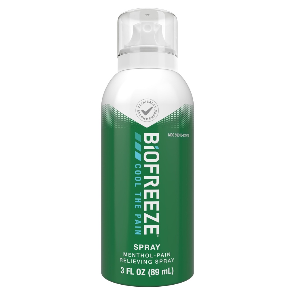 Biofreeze Mentol sprej 3 FL OZ Bezfarebný aerosólový sprej na úľavu od bolesti spojený s bolesťou svalov, artritídou, jednoduchými bolesťami chrbta a bolesťou kĺbov
