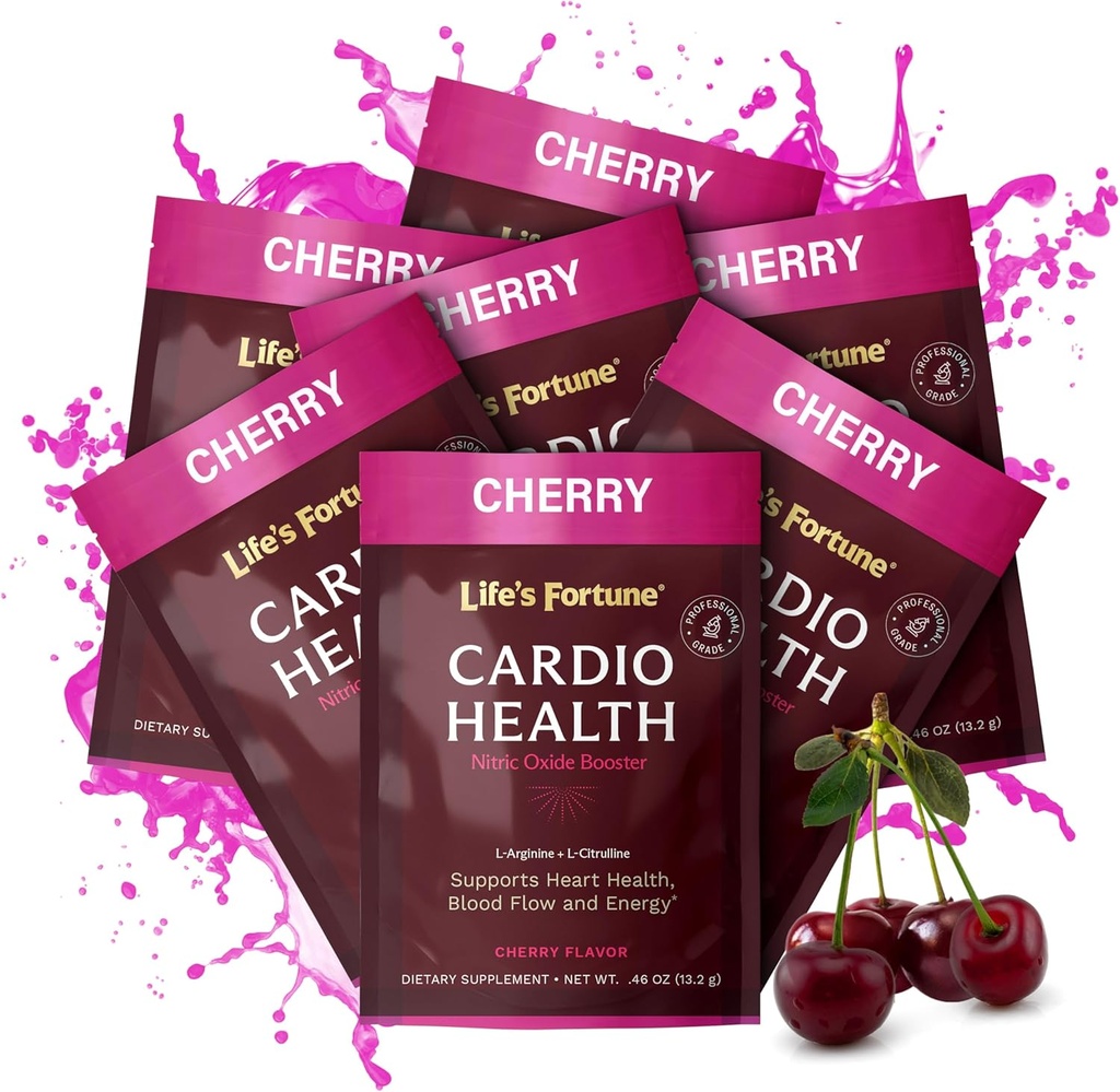 Life's Fortune L Arginine L Citruline Supplement Powder - High Potency Nitric Oxide Supplement Booster with Natural Cherry flavor (7 porcií (Pack of 1), Cherry)
