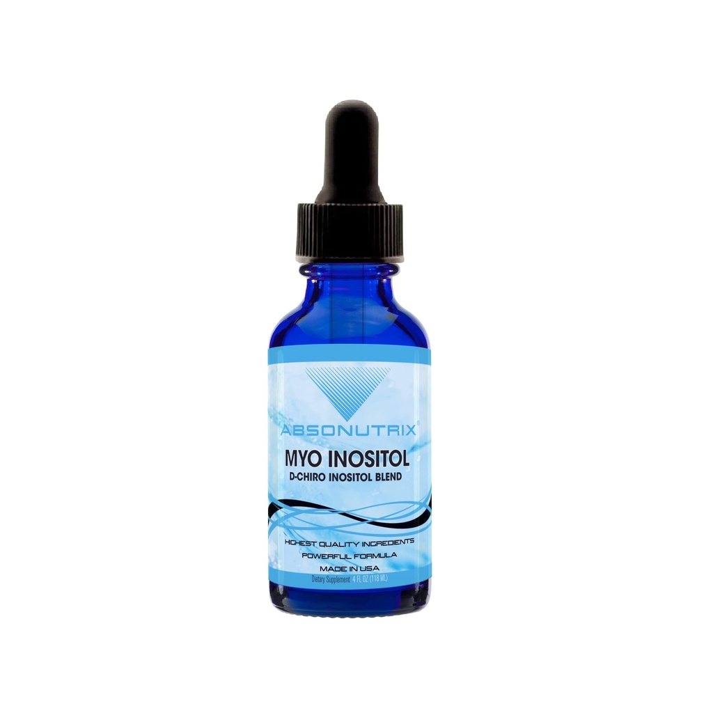 Absonutrix Myo Inozitol & D-Chiro Inozitol Blend 590 mg, 4 Fl Oz kvapky, 200 Potent Servings, Biodostupnosť, Rýchla absorpcia, GMP-Certifikovaný, NeGMO, Cruelty-free, Made in USA