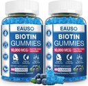 (2 balenia) Biotín Gummies 10 000mcg pre zdravé vlasy, pleť a nechty pre dospelých - 120 Gummies Vitamín - Vegan, non-GMO, Pektin-Based vlasy zdravotné doplnky