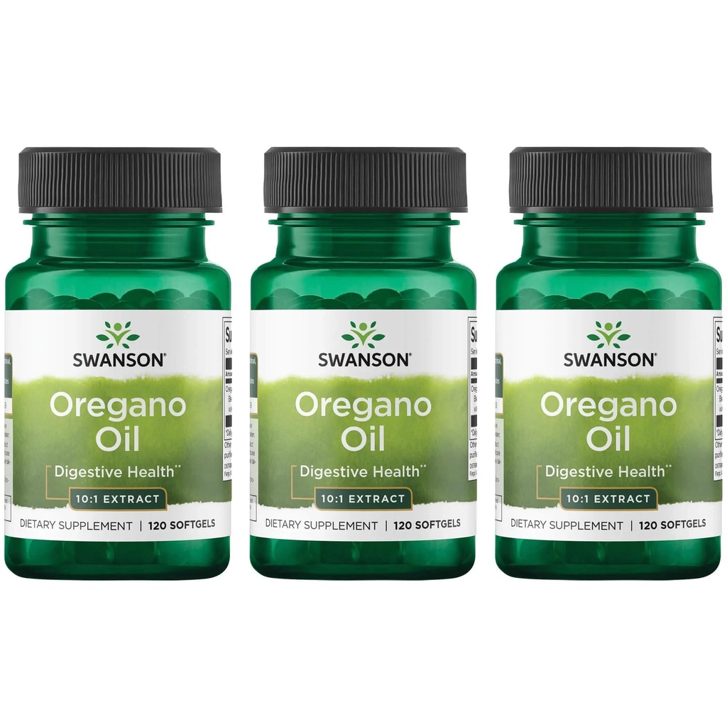 Swanson Oregano Oil 10:1 extrakt - Natural Supplement Propagation Digestive Health & Respiration Support - Podpora Gastrointestinálneho systému a močových ciest zdravie - (120 Softgels, 150mg Each) (3 balenie)