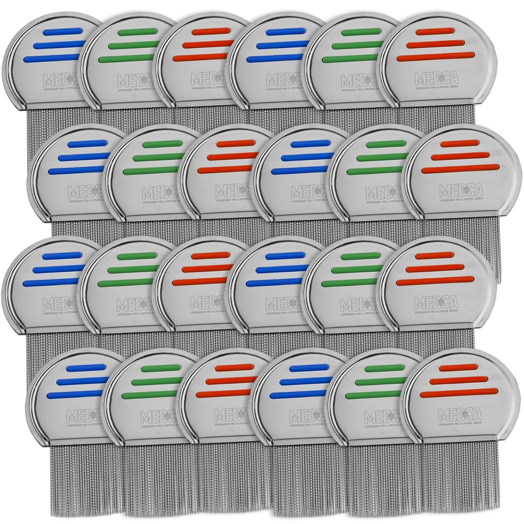 Lice Comb - (Pack of 24) Liečba hlavy Lice, ktorá je individuálne balené Profesionálne nerezová oceľ Louse a Nit Combs odstraňuje vajcia s okrúhlymi tipy pre Comfort