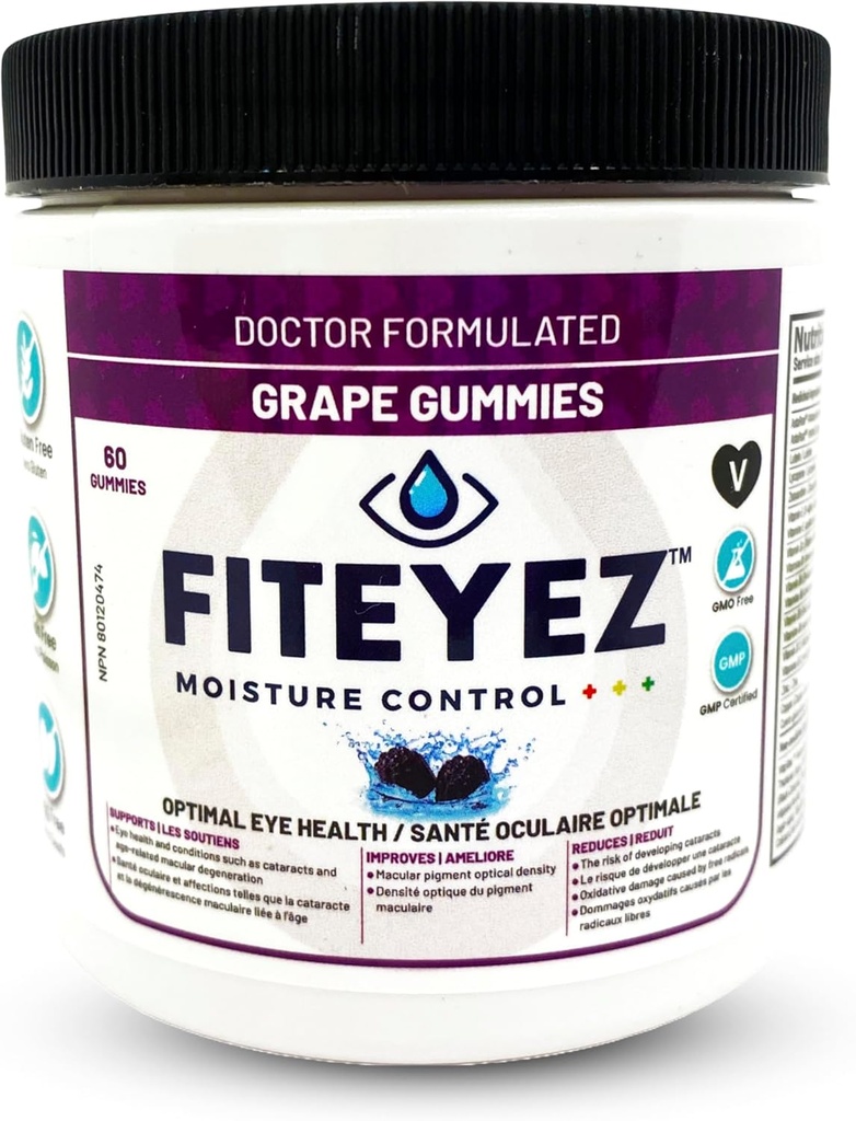 Očné vitamíny Gummy - Astaxantín, luteín a Zeaxantín doplnky - 11 Základné očné živiny - NeGMO a bezlepkové doplnky - Zahŕňa vitamín E, B1, B6, B9 a B12-60 Gummy