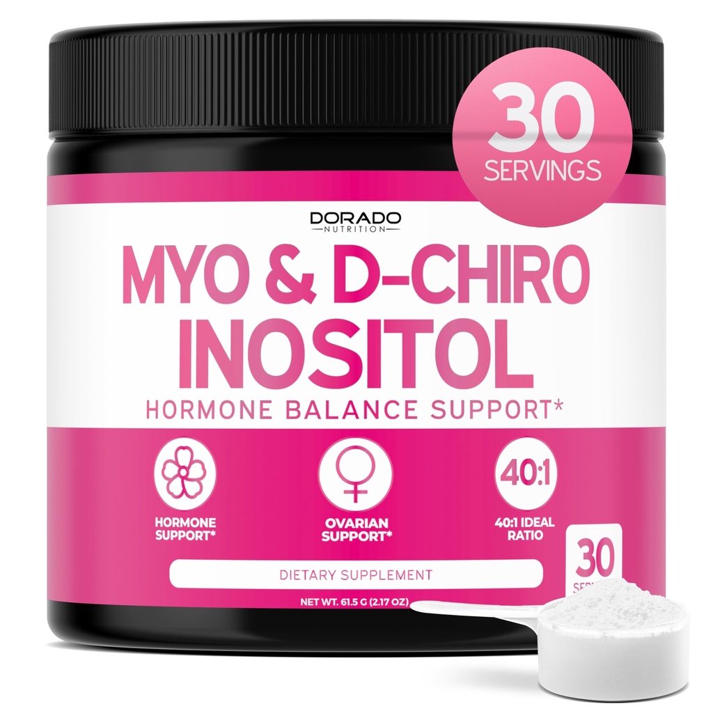Myo-Inozitol & D-Chiro Inozitol Supplement Powder (2050mg per Serving Ideal 40:1 Ratio Myo Inozitol, 30 Day Supply) For Hormone Balance for Women & Ovarian Health - Third Party Tested, Vegan & USA Made