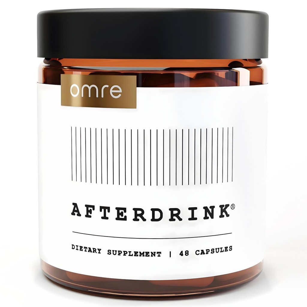 omre AfterDrink Restore Pills with Milk Thitle, DHM, Vitamín B, zázvor a bylinné extrakty - Pre & Post Pitting Supplement with Liver Support for Better Mornings - Made in USA (48 Caps)