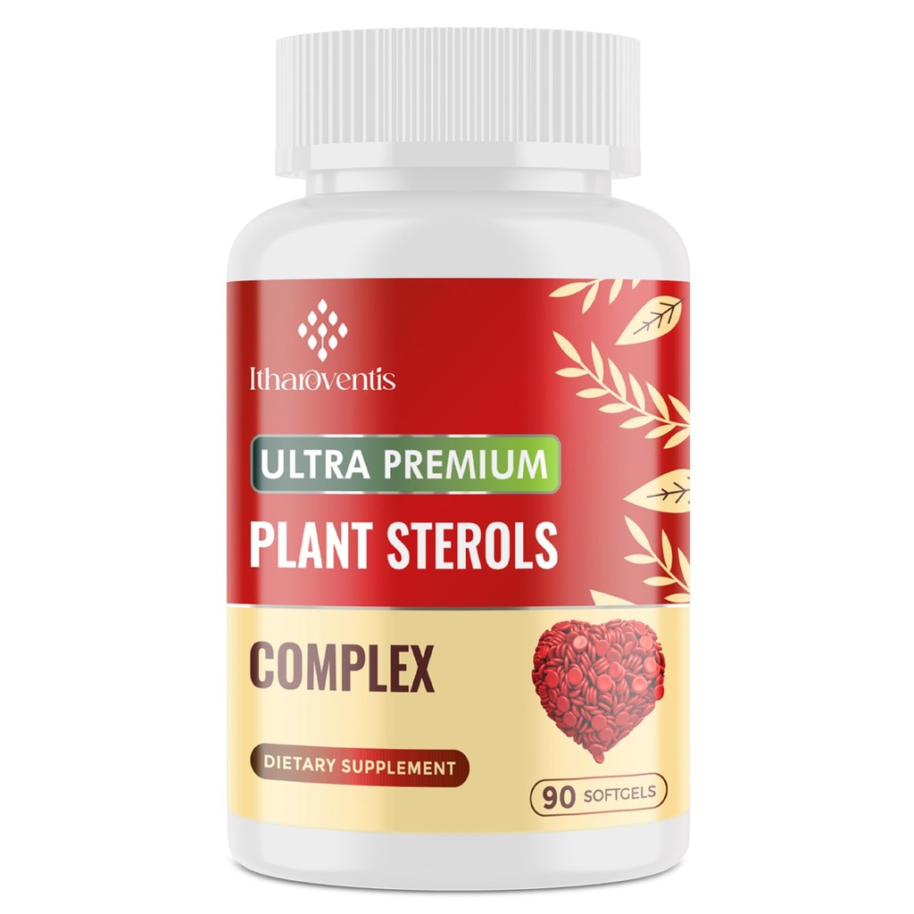 Cholesterol Doplnky s rastlinami Sterols, Niacin, Red kvasinka ryže, Bergamot, Omega-3 & Cesnak - Advenced Absorpcia Formula - 90 Softgels