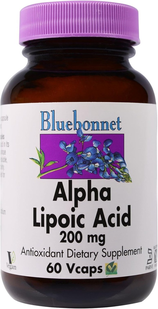 Bluebonnet Nutrition, Alpha Kyselina lipová 200 mg, 60 Veggie Kapsule