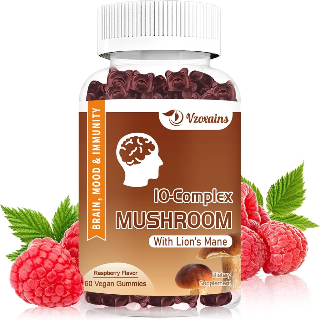 Sugar Free Huby Gummy, Huby Huby Gummy s Levou hrou - Zameranie energie Immune podpora- Malinová chuť 60ct