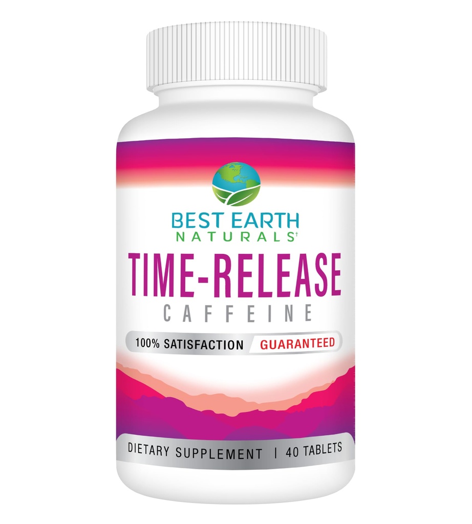 Najlepšie Zemi Naturals Time Release Kofeín s L-tyrozínom, vitamín B6, vitamín B12, tiamín a viac - Energetický doplnok pre ženy a mužov - 40 Počet
