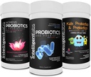 Inteligentné laboratóriá 3-v-1 probiotiká s prebiotikami Bundle pre celú rodinu: deti + dospelý 50 miliárd CFU + ženy probiotiká, bez chladničky potrebné, 2 mesiace dodávky na fľašu