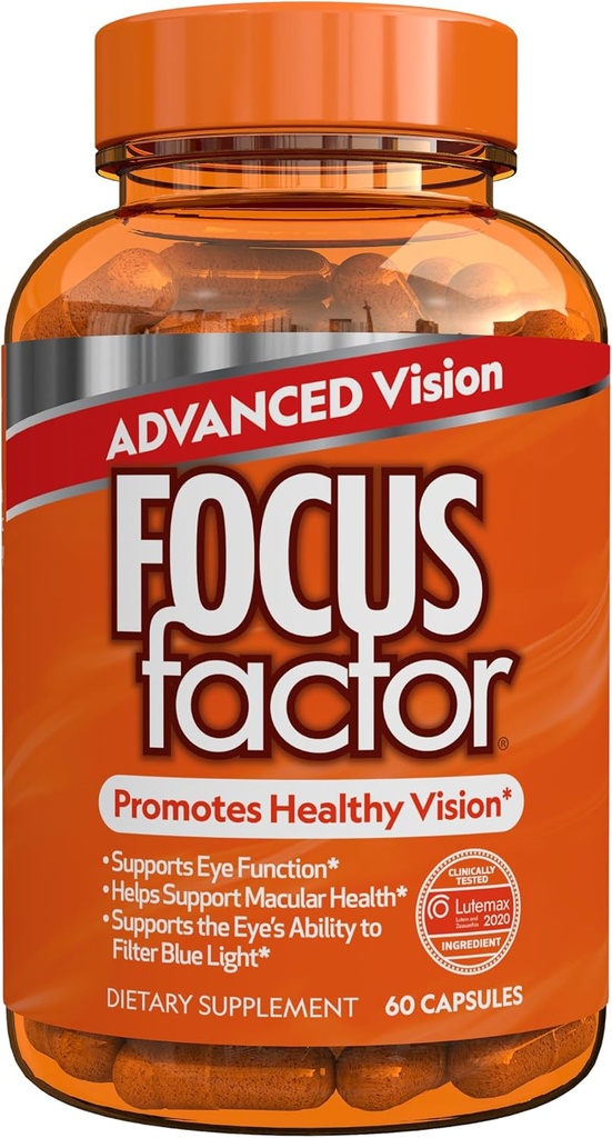 Focus Factor Advanced Vision Formula (60 Počet) - Očné vitamíny s vitamínom C, vitamín E, lutemax® 2020 - luteín a Zeaxantin doplnok pre podporu zdravia očí