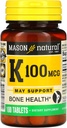 MASON NATURAL vitamín K, 100 μg, 100 tabliet