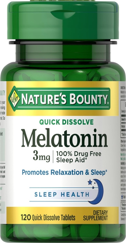 Nature's Bounty Melatonin Tablety, 3 mg, 120 Počet