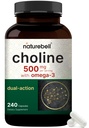 NatureBell Choline Doplnky 500 mg s Omega-3 mastné kyseliny, 240 Kapsule 
