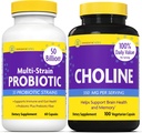 InnovixLabs Choline & Multiprobiotic Bundle Choline Bitartrate 550 mg (100 kapsúl) Multi kmeň probiotiká (60 kapsúl). Podporuje pamäť, náladu, zdravie mozgu a zväčšovanie kognitívnych funkcií.*
