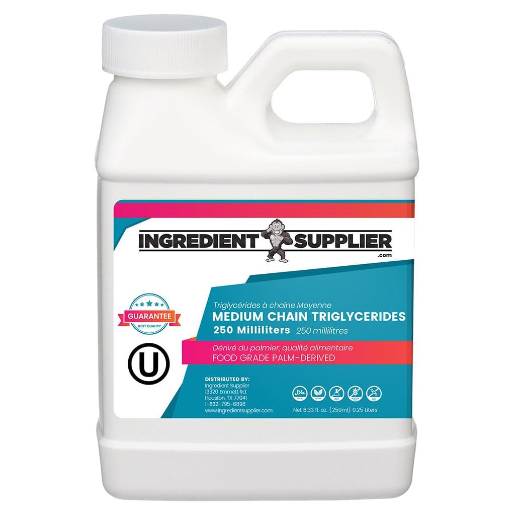 MCT olej - 250ml (8,33 Oz.) Trvalo udržateľná palmová derivovaná - USP Food Grade - Non GMO - Halal - pre športovú výživu, Keto alebo Paleo diéta, čistá energia, extrakty