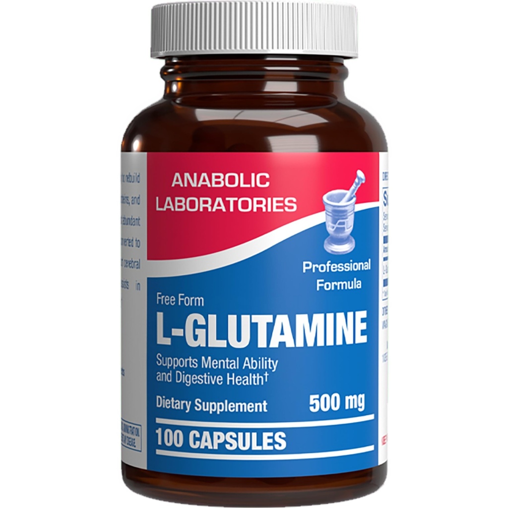 Voľná forma L-Glutamine Supplement - Klinické L glutamín Kapsule 500 mg pre Gut Health a Immune Support - Výkonný Amino Acid Glutatión Precursor - Non-GMO & Made in The USA - 100 Servings