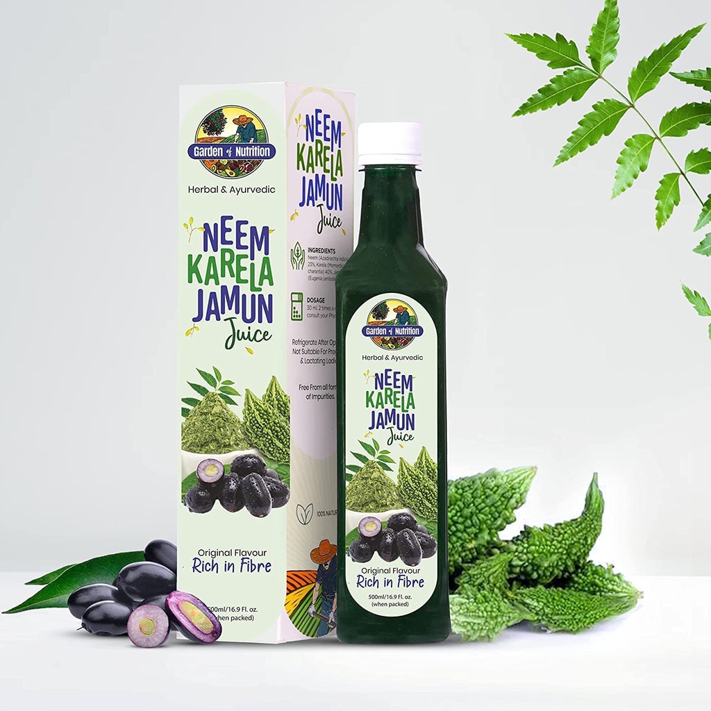 GARDEN OF Výživné bylinné a ayurvedic Neem Karela Jamun Juice 