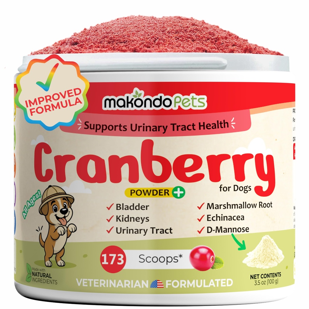 Brusnice pre psy v prášku - močové tract zdravie, pes UTI, Podpora močového mechúra, Bladder Stones, Podpora inkontinencie, Cranberry Supplement - slaninová príchuť (100 lopatiek)