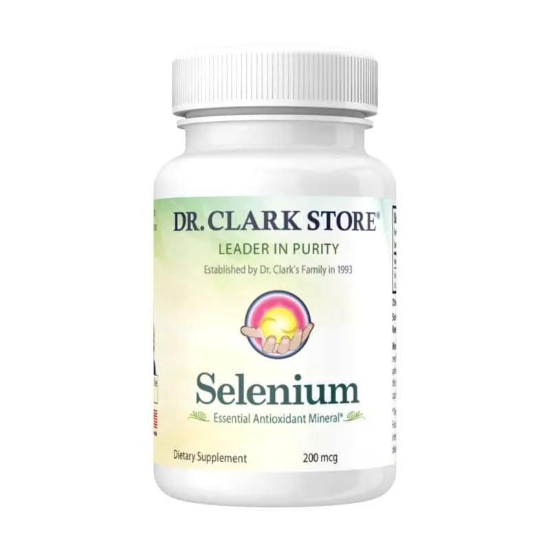 Dr Clark Selenium Supplement 200 Mcg - Diétne kapsule s esenciálnym minerálom - Zlepšuje funkciu štítnej žľazy, Imunitná podpora - 100 kapsúl